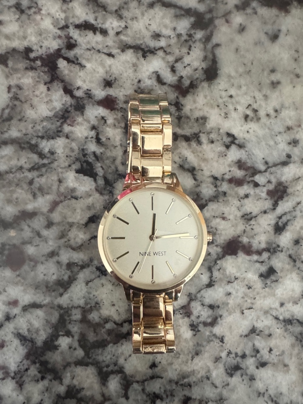 Nine West Gold-Tone Link Bracelet Watch with Champagne Dial
